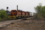 Three MQT SD40's come north at Fuller with Z151